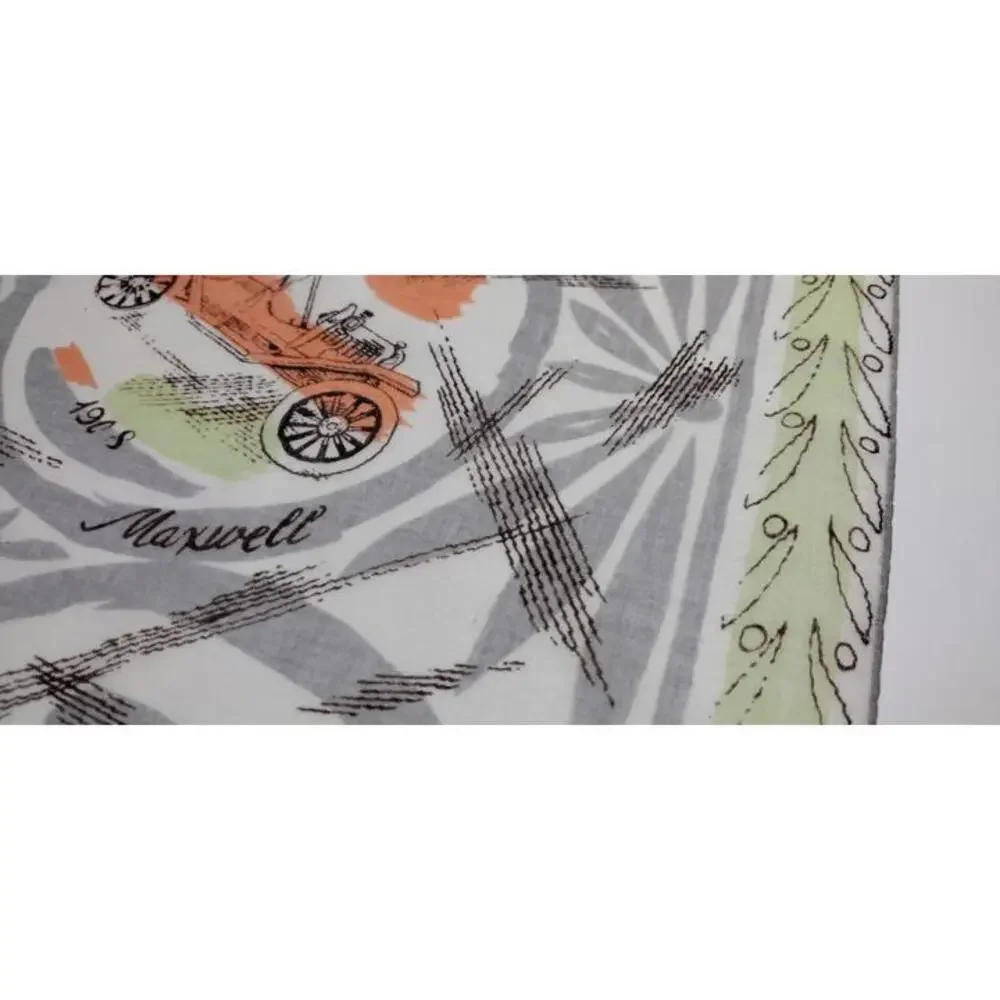 Men's 1940s Buick Handkerchief Scarf Jadeite Antique Automobile Fine Thin Cotton